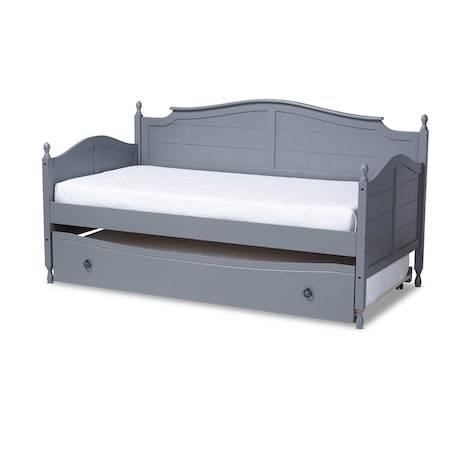 Baxton Studio Mara Grey Finished Wood Twin Size Daybed with Roll-Out Trundle Bed 158-9627
